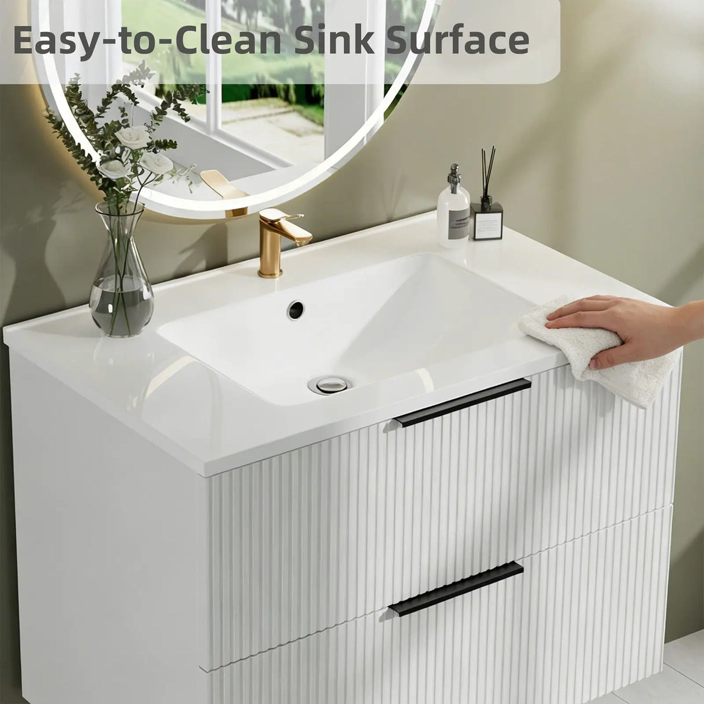 Modern Wall Mounted Floating Bathroom Vanity With Sink And Drawers by HouseOfZazla