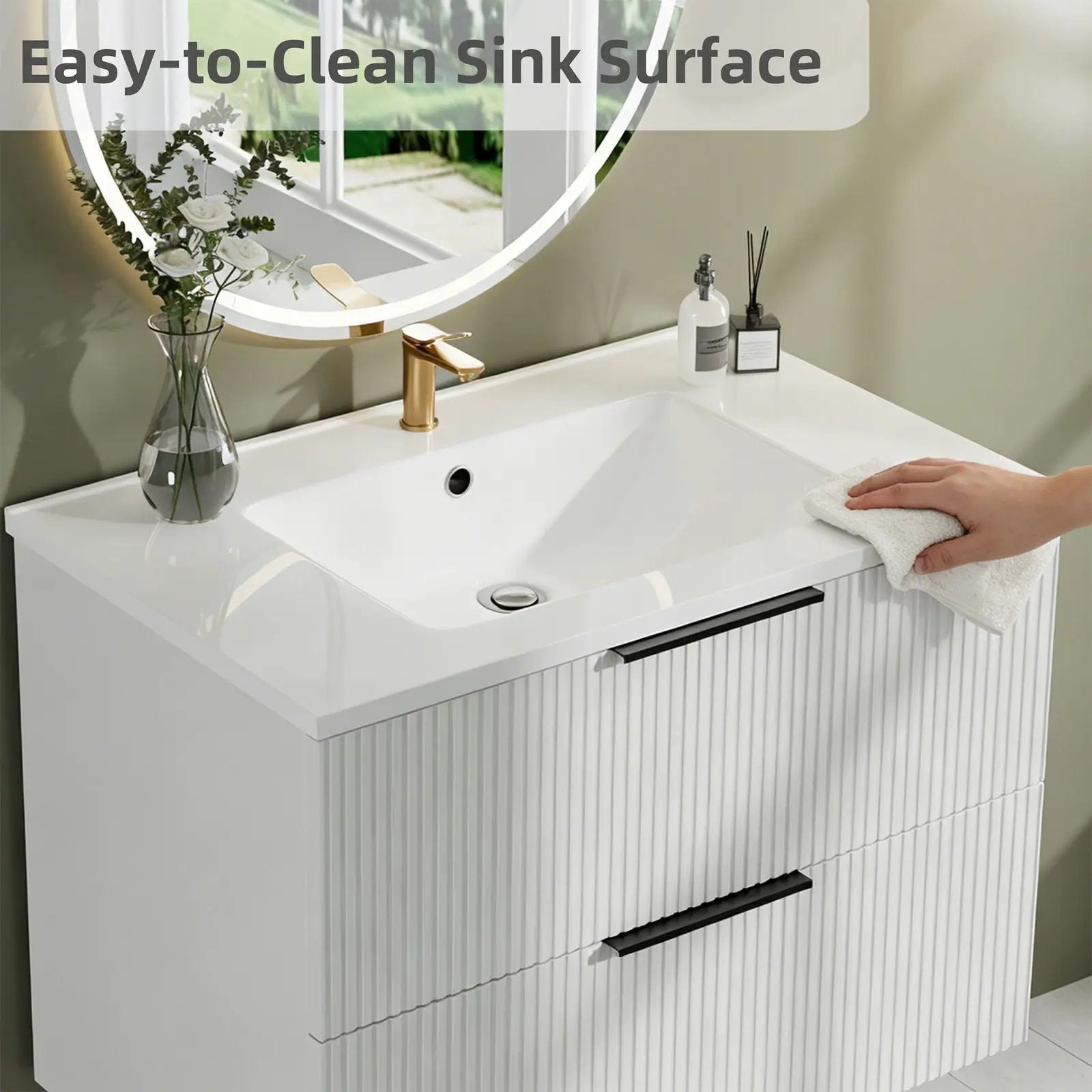 Modern Wall Mounted Floating Bathroom Vanity With Sink And Drawers by Unique Piece Furniture