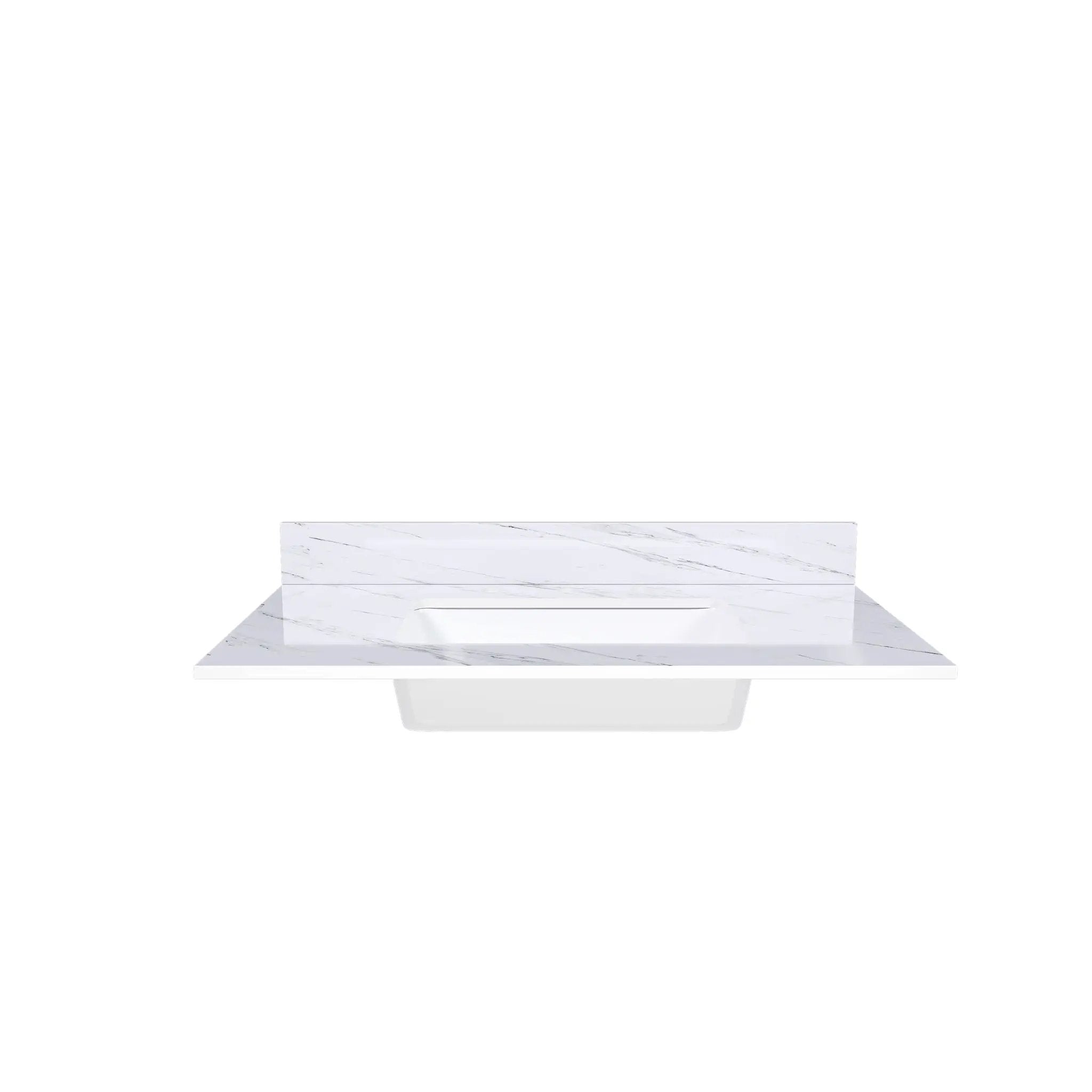 Bianco Carrara Venato Elegant Marble Vanity Top, Bathroom Vanity With Undermount Sink, Sintered Stone by HouseOfZazla