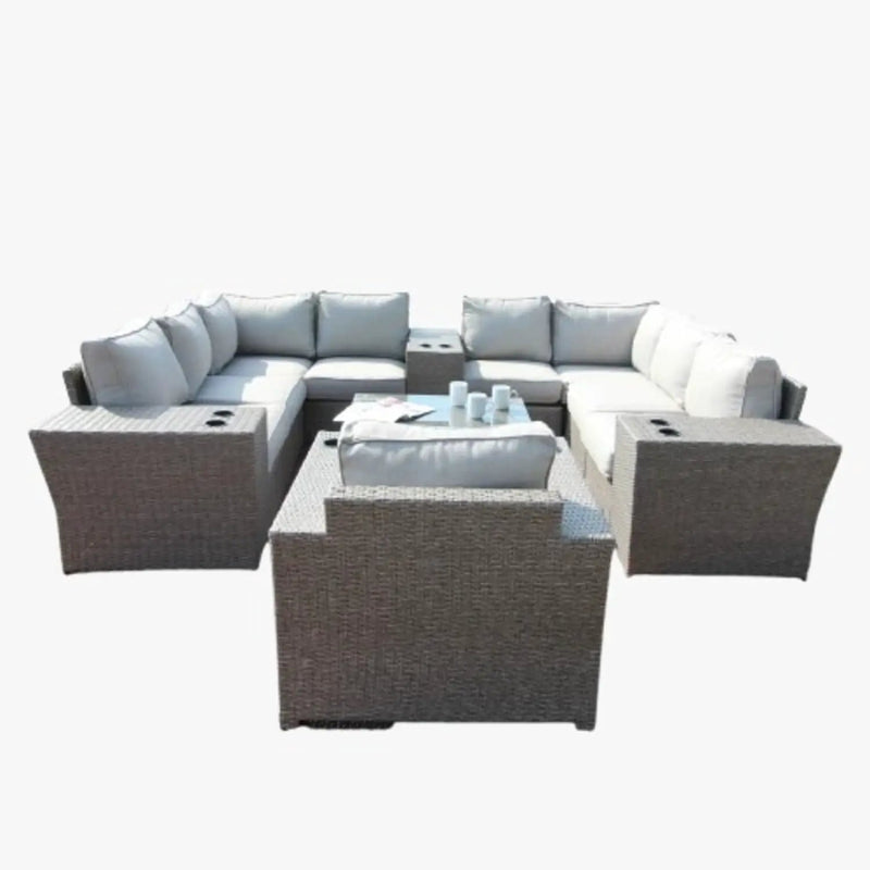 Outdoor Wicker Sectional With Weather Resistant Cushions And Table by HouseOfZazla
