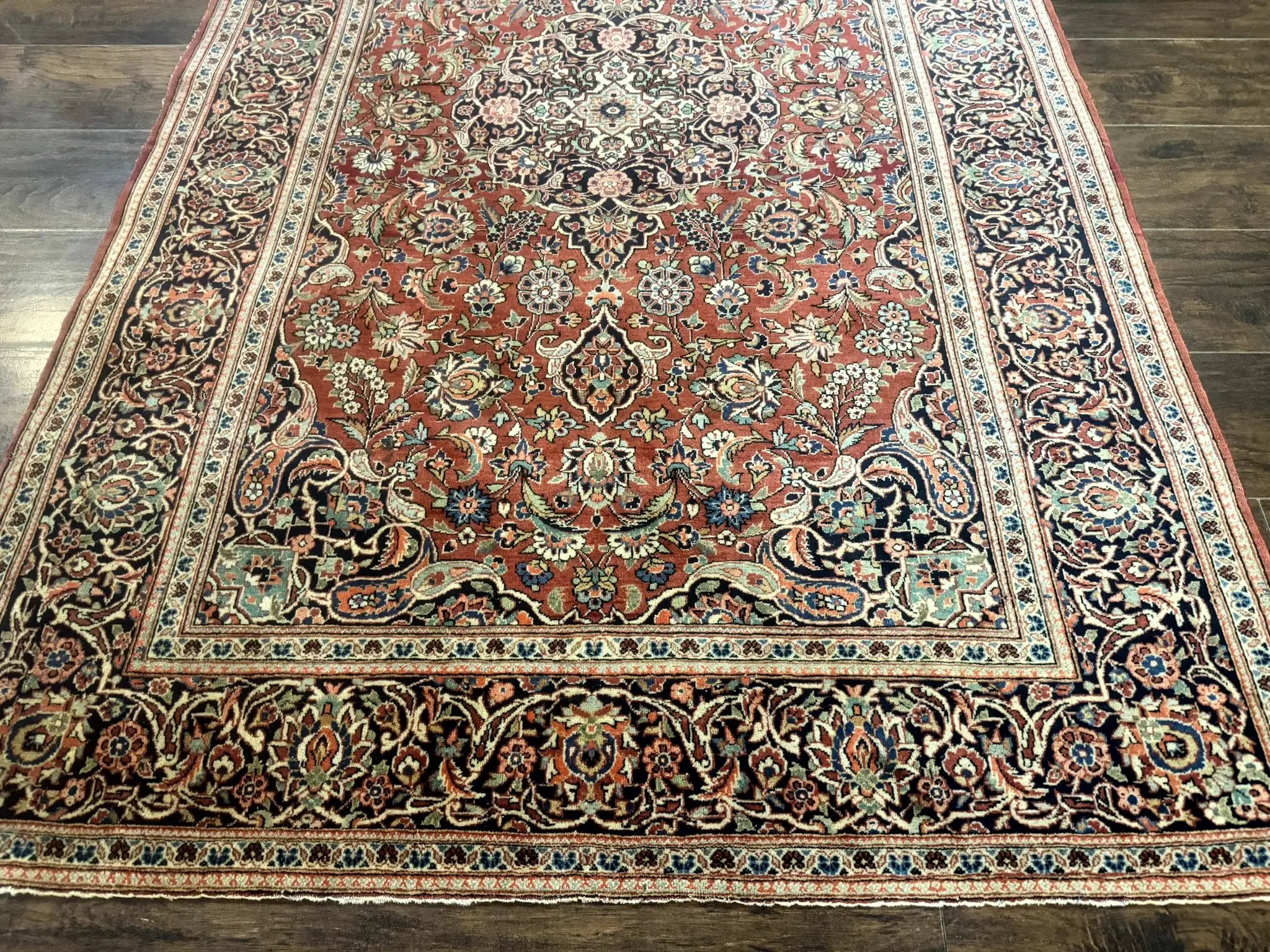 Persian Kashan Rug 4x7, Red, Floral Medallion, Vintage, Wool by Jewel Rugs