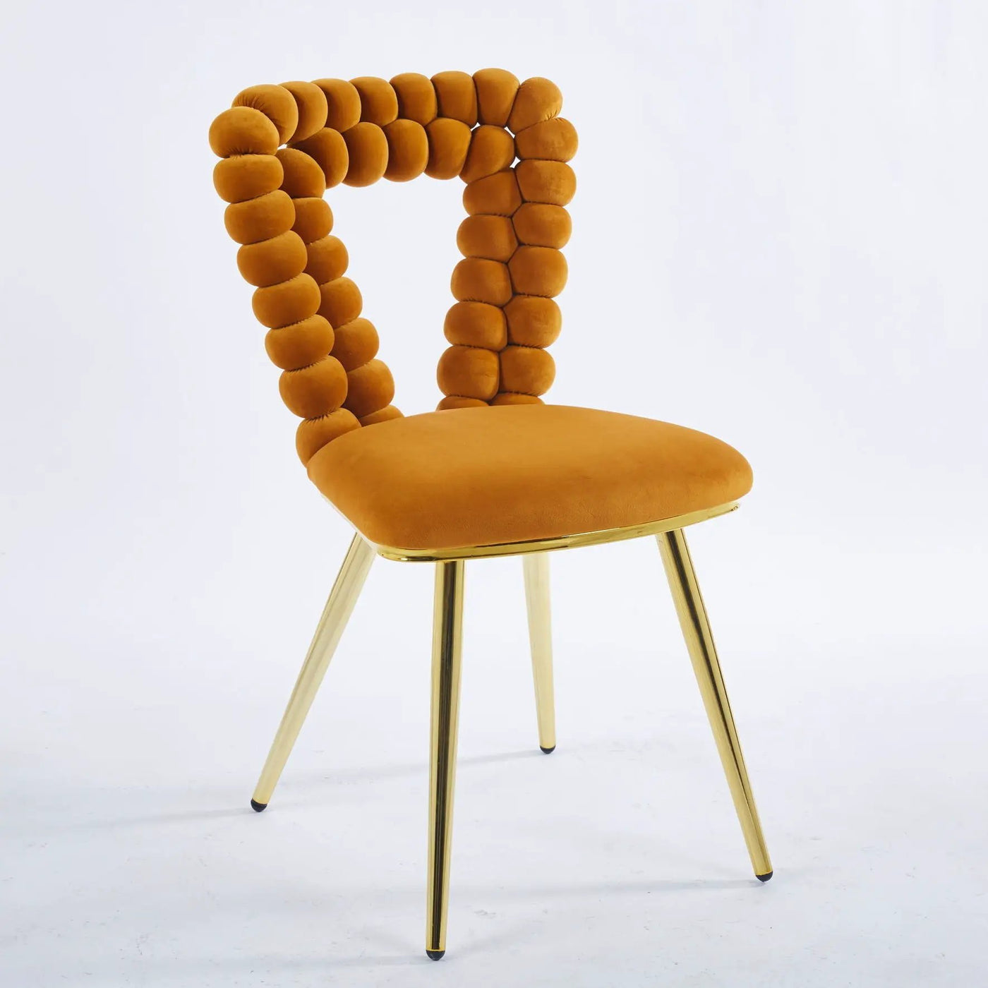 Modern Chair With Iron Tube Legs, Soft Cushions And Comfortable Backrest, Suitable For Dining Room, Living Room, Cafe, Hairball Back by Unique Piece Furniture