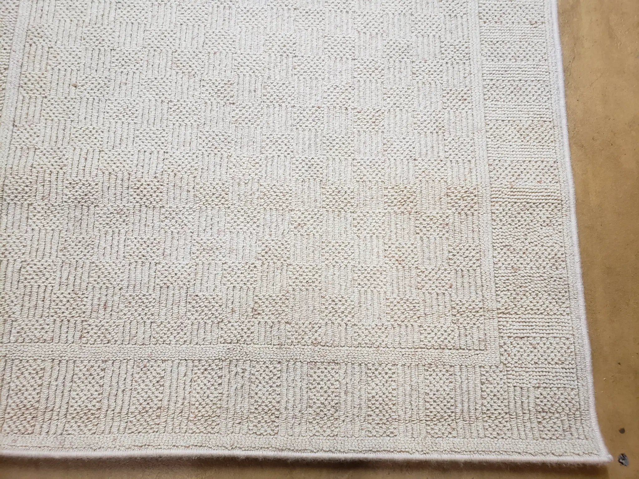 3x5 Karastan Rug Chaumiere Collection, Kara-Loc, Design #291/9866, Creme Color, Textured Squares II Patern, 3'6" x 5' 3" Carpet by Jewel Rugs
