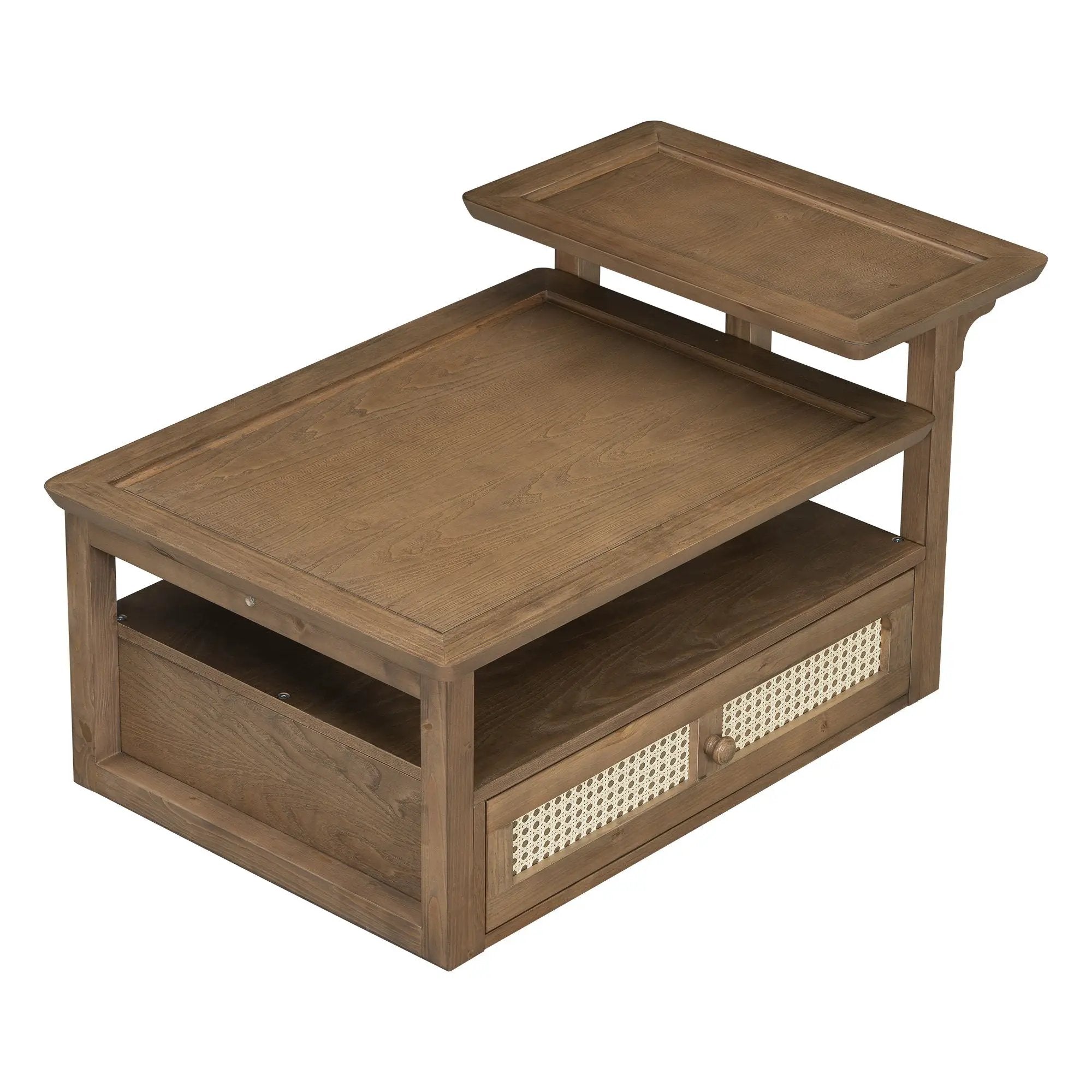 Coffee Table With 1 Storage Shelf, 2 Tabletops And 1 Rattan Drawer by HouseOfZazla
