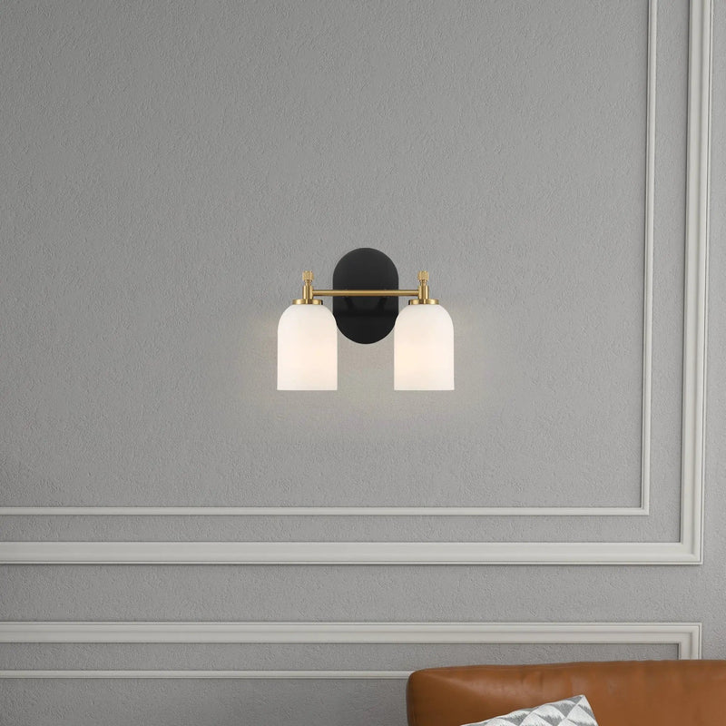 Vortex - 2 Lights Vanity In Style For Over Bathroom Mirror Wall Sconce - Black / Gold / White by Unique Piece Furniture
