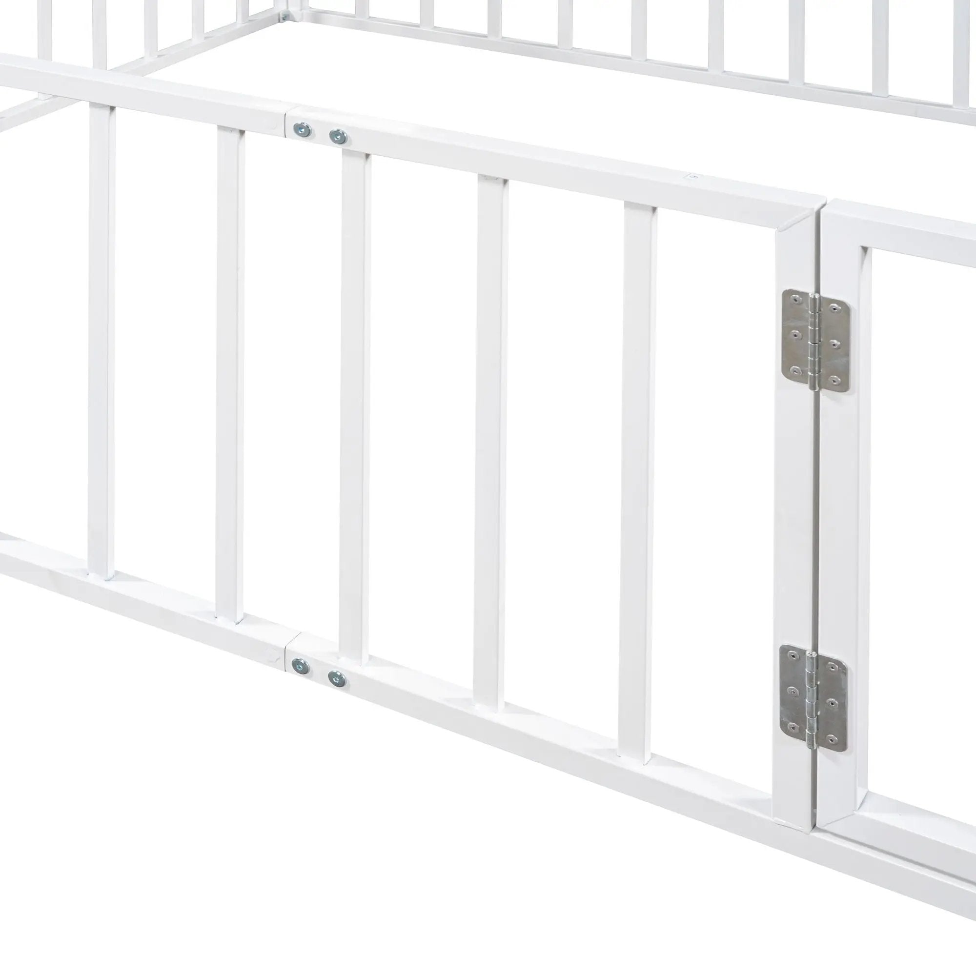 Metal Floor Bed Frame With Fence And Door by HouseOfZazla