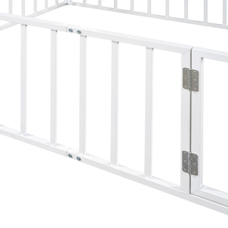 Metal Floor Bed Frame With Fence And Door by HouseOfZazla
