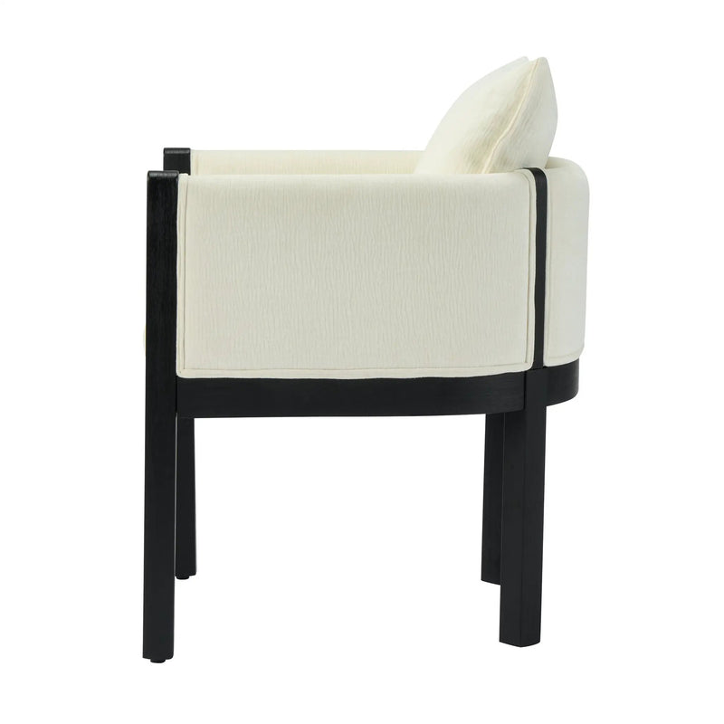 Linen Upholstered Armchair with Black Rubber Wood Legs by HouseOfZazla