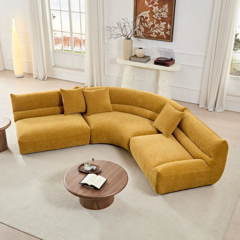 Modular Curved Sectional Sofa, 3-Piece Free-Form Configuration by HouseOfZazla