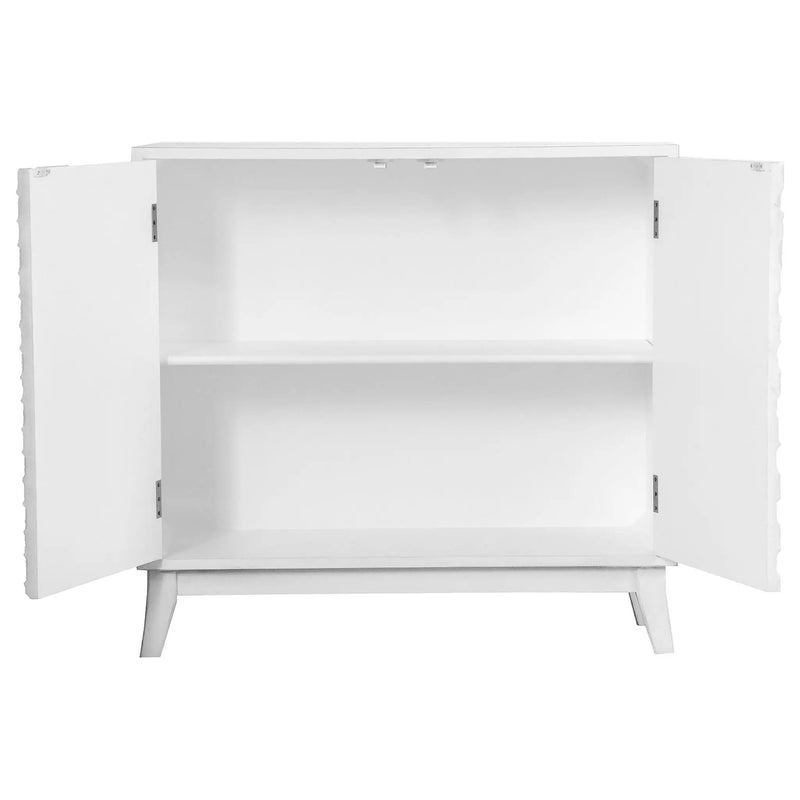 Gambon 2-door Wood Honeycomb Pattern Accent Cabinet White by Unique Piece Furniture