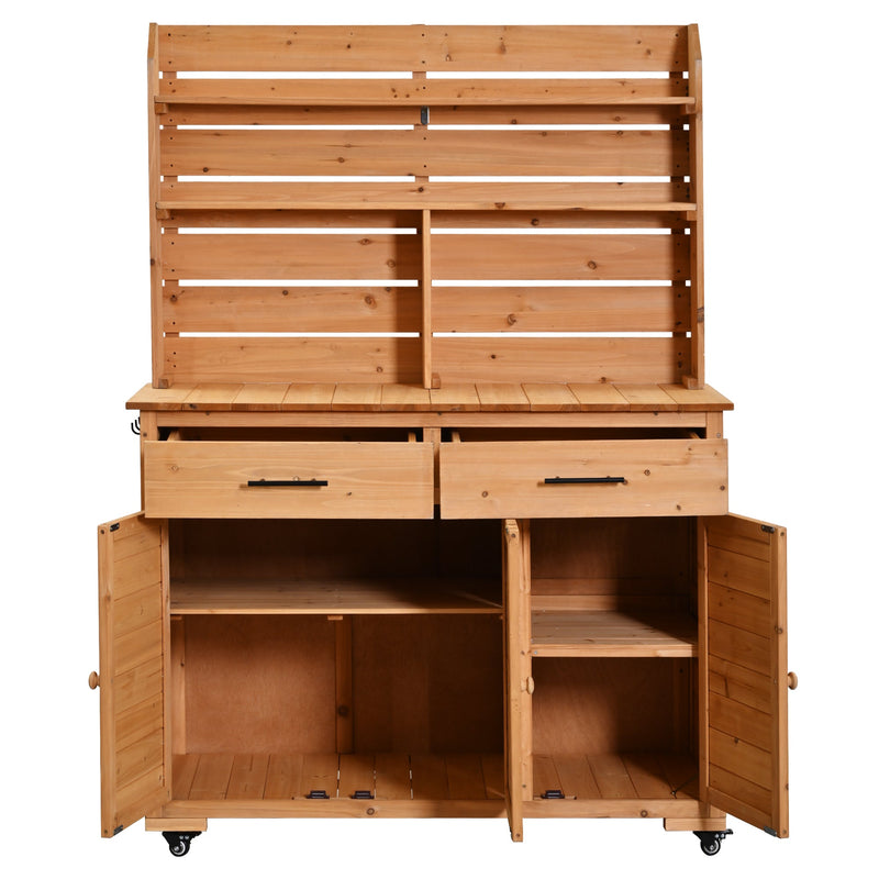 TOPMAX 65''H Large Garden Potting Bench with Lockable Wheels and Storage Cabinet by HouseOfZazla