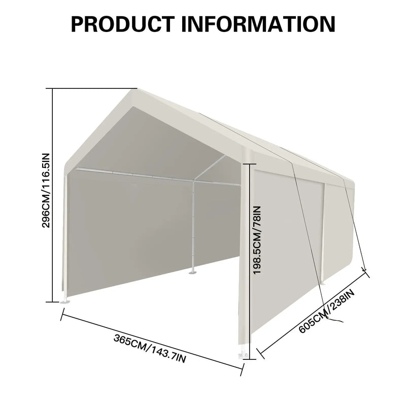 Carport, 12×20 Heavy Duty Portable Carport Garage Tent for Outdoor Storage Shelter by HouseOfZazla