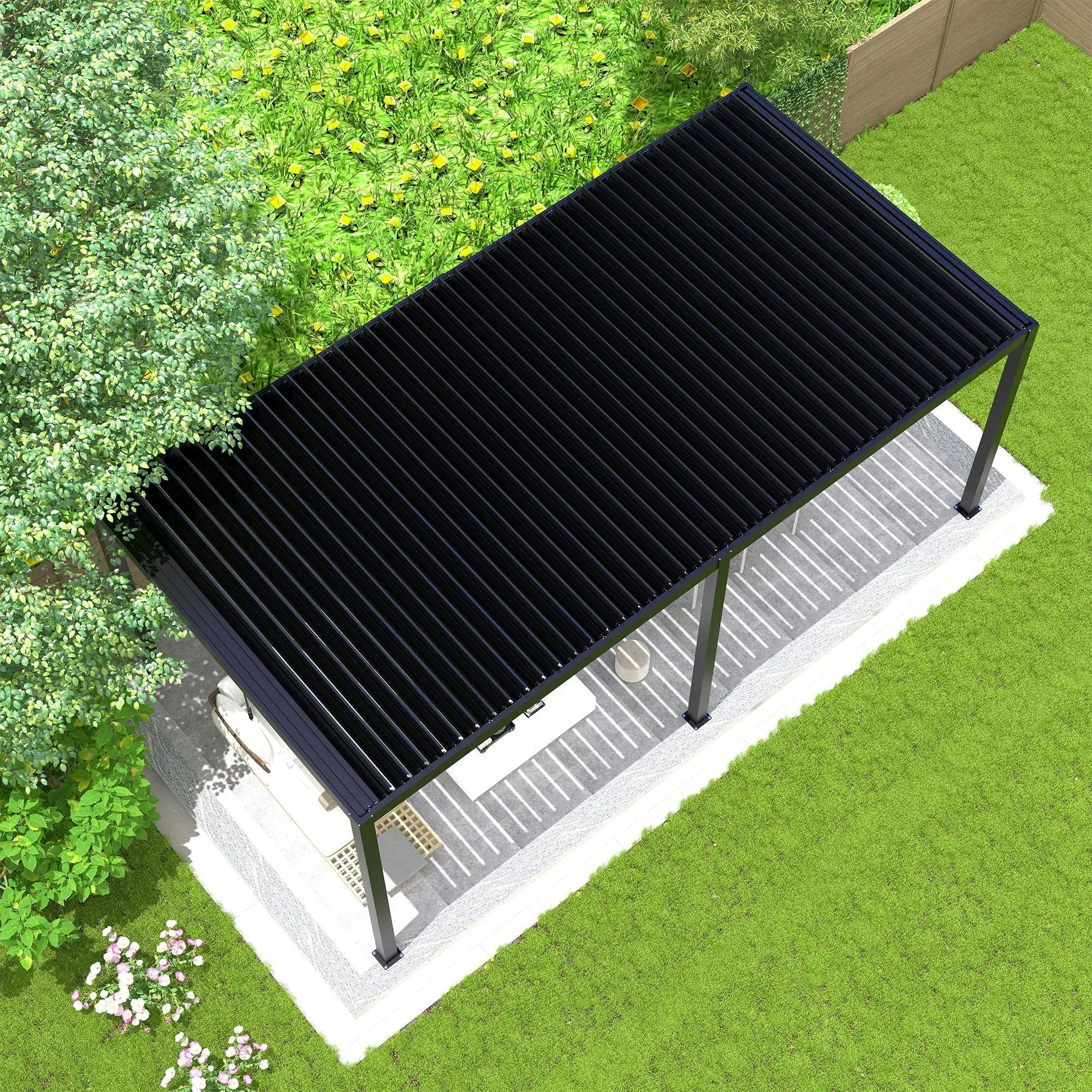 Louver Pergola Steel Louvers & Frame - Black by HouseOfZazla