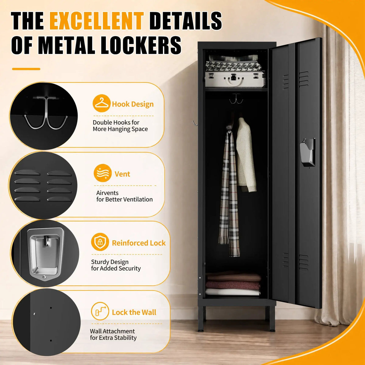 55-Inch Tall Metal Wardrobe Cabinet by HouseOfZazla