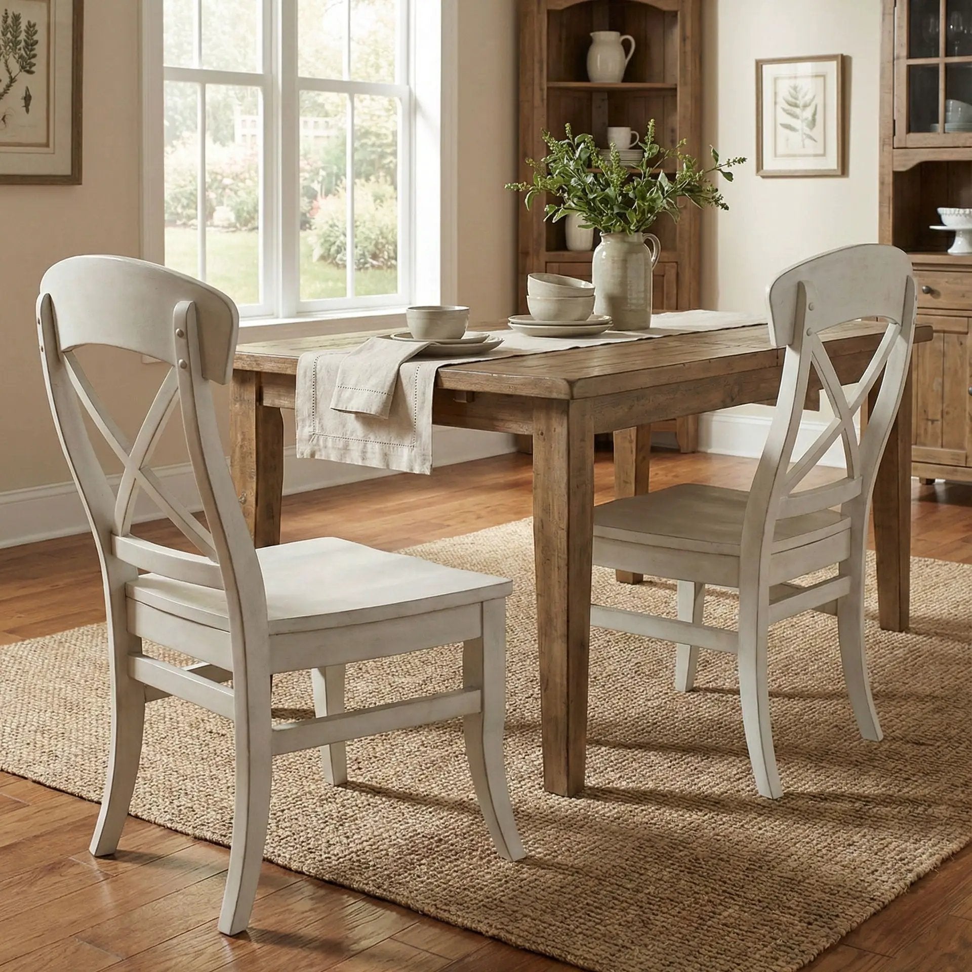 Harola - Cross-Back Dining Side Chairs In (Set of 2) - Smoky White by HouseOfZazla