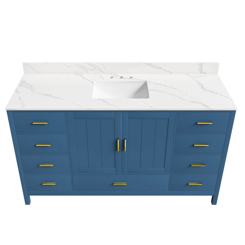60" Modern Solid Wood Bathroom Vanity with Sink by HouseOfZazla