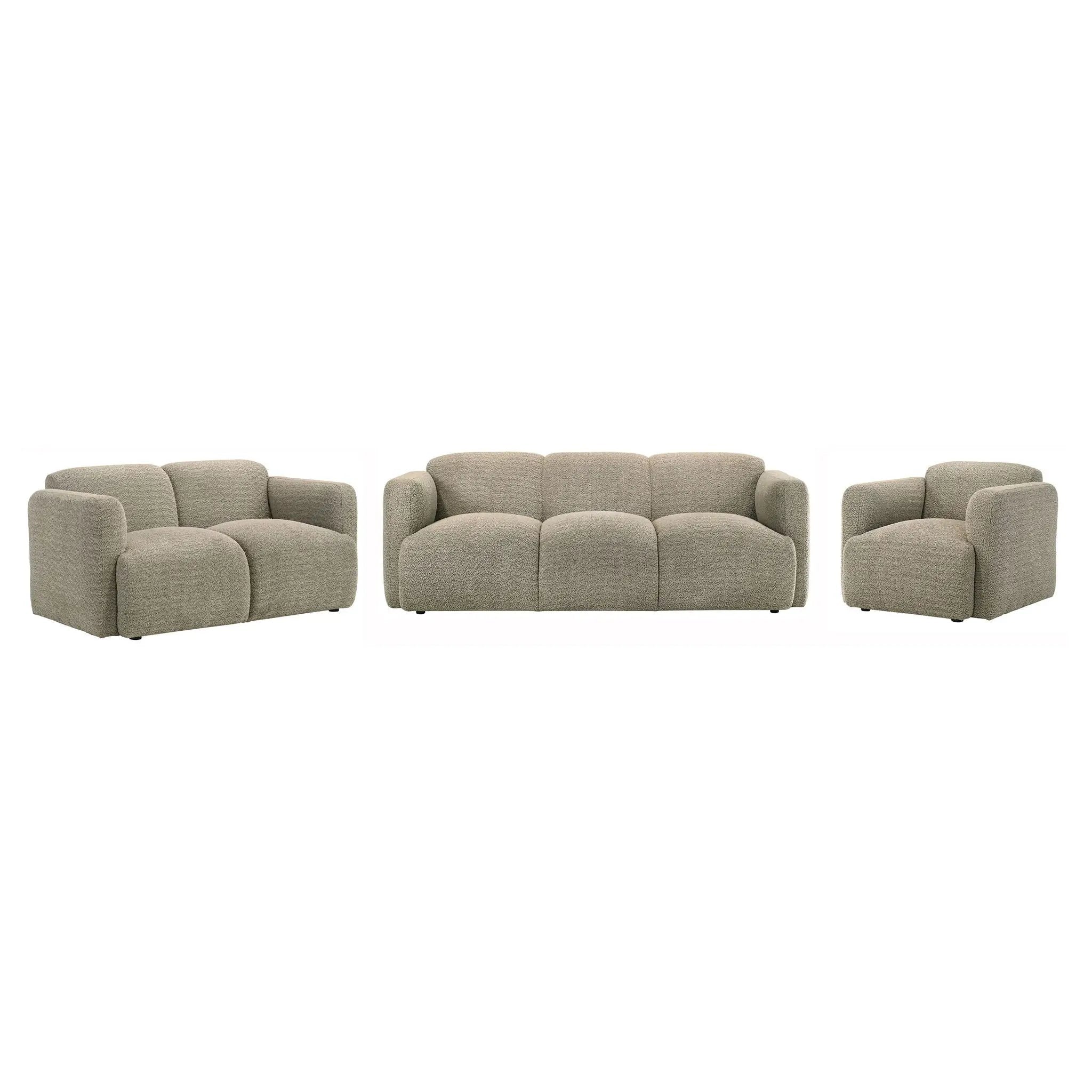 Dorset 3-piece Upholstered Round Track Arm Sofa Set Brown by Unique Piece Furniture