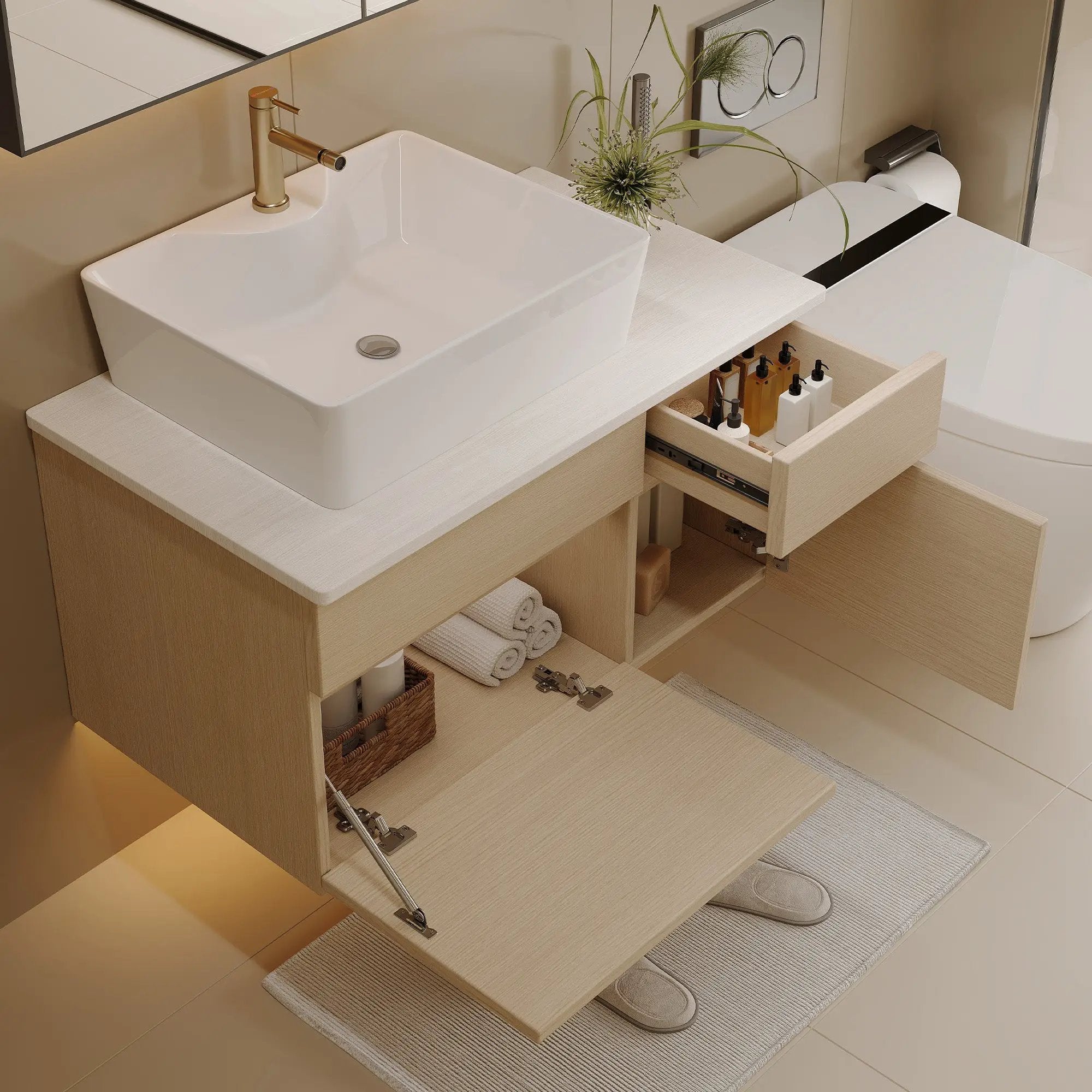 Floating Single Small Bathroom Vanity with Sink by HouseOfZazla