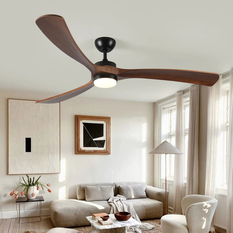 Solid Wood Ceiling Fan With Lights And Remote Control Indoor Outdoor Ceiling Fan 3 Wooden Blades Modern Ceiling Fan For Porch Living Room Bedroom by Unique Piece Furniture