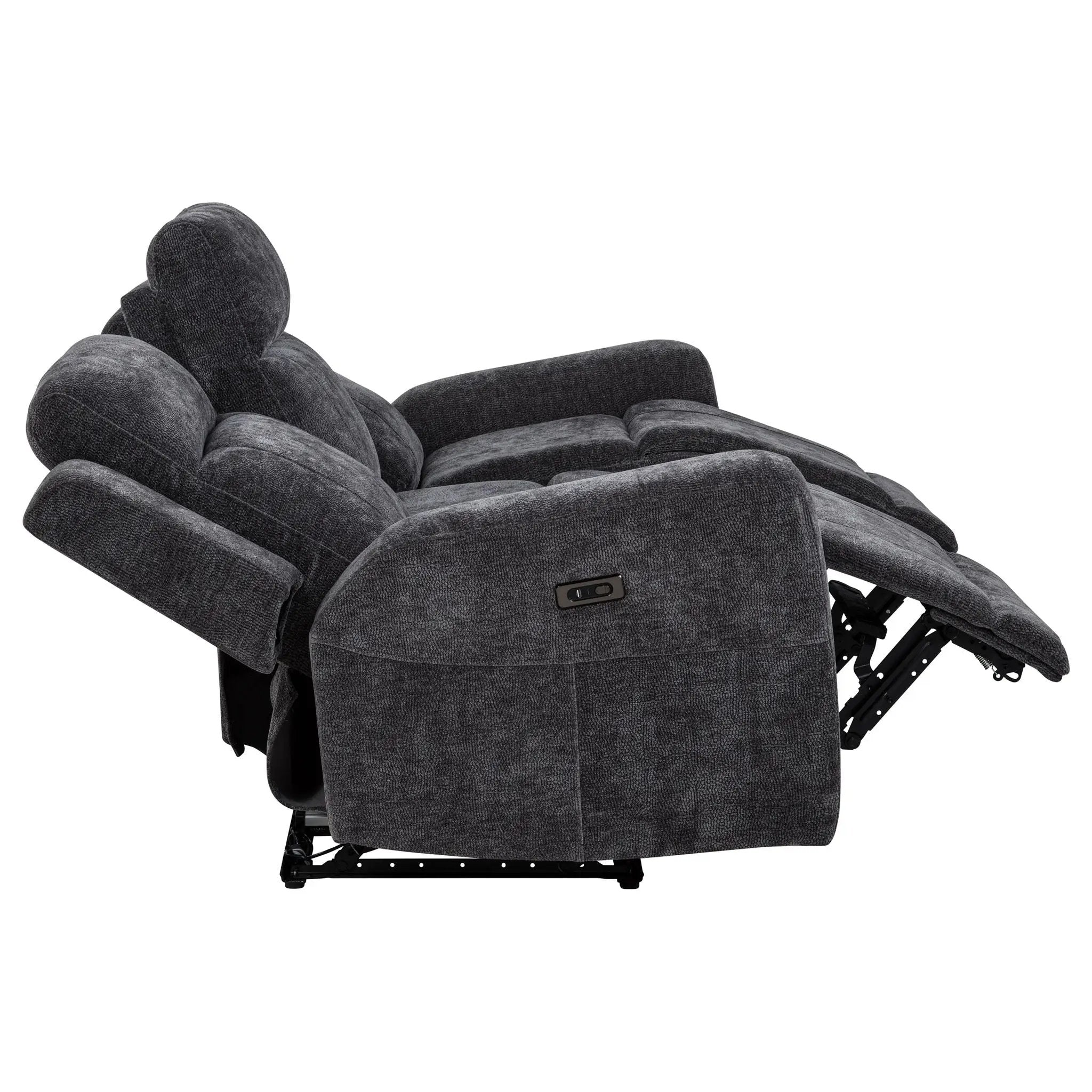 Kennett 2-piece Chenille Power Reclining Sofa Set Dark Grey by Unique Piece Furniture