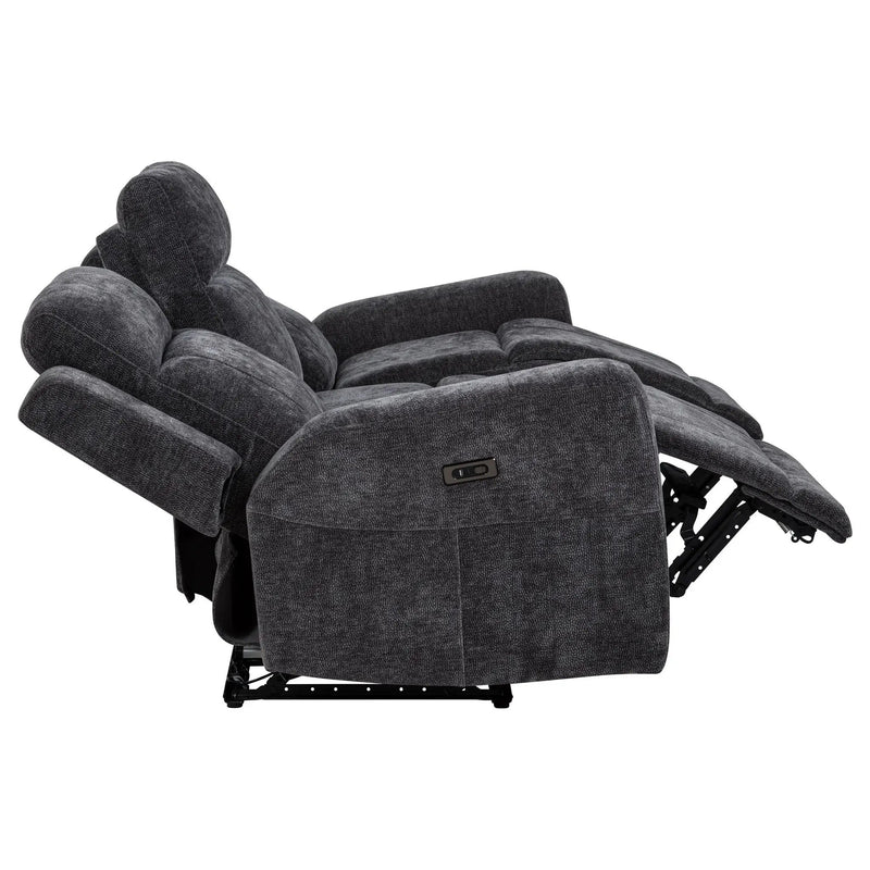 Kennett 2-piece Chenille Power Reclining Sofa Set Dark Grey by Unique Piece Furniture