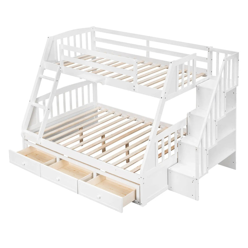 Bunk Bed With Drawers, Ladder And Storage Staircase by HouseOfZazla