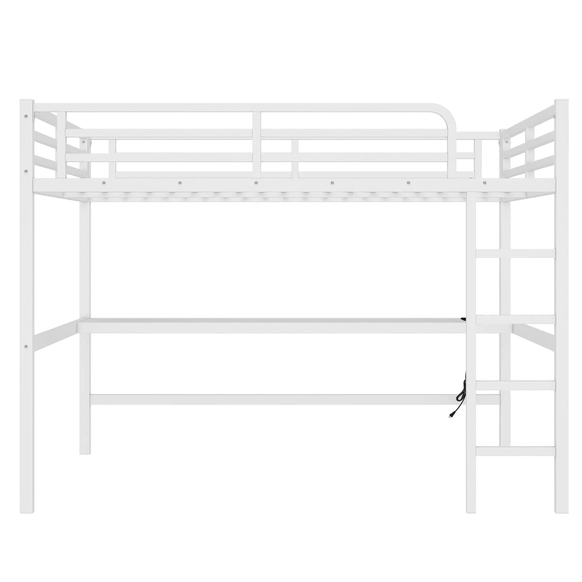 Metal Queen Size Loft Bed with Power Outlet and LED Lighted by HouseOfZazla
