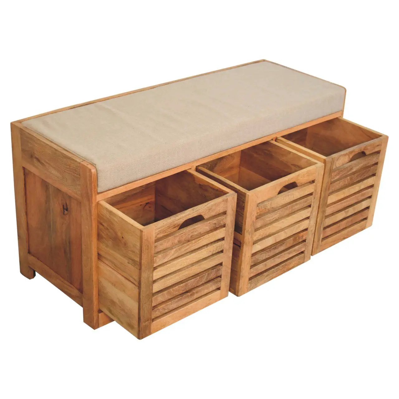Shutter Shoe Bench, 3 Drawer - Oak by HouseOfZazla