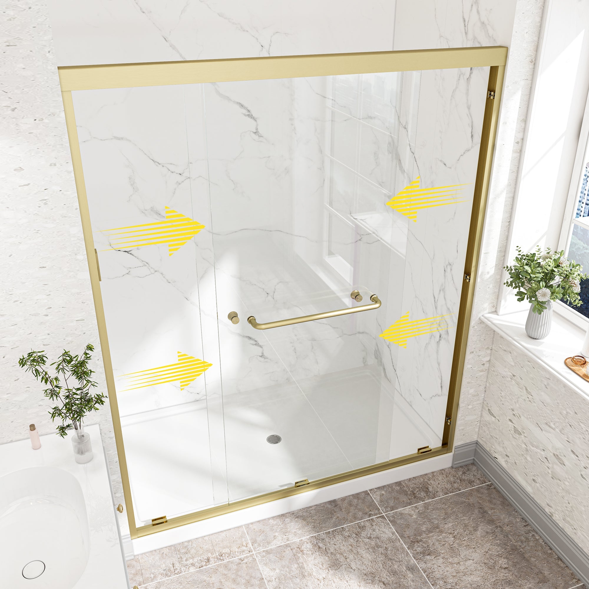 55"-60" W x 72" H Brushed Shower Door by HouseOfZazla