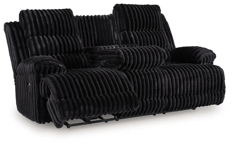 Rhine Falls - Reclining Power Sofa With Drop Down Table - Onyx by Unique Piece Furniture