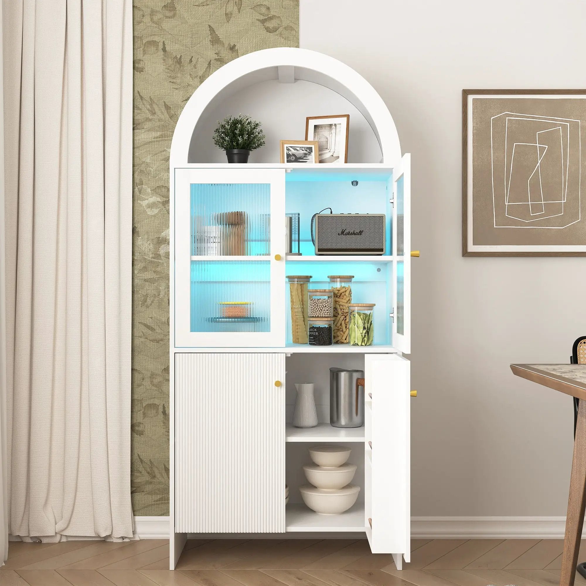 Modern Tech Inspired Dome Cabinet With LED Lighting by HouseOfZazla