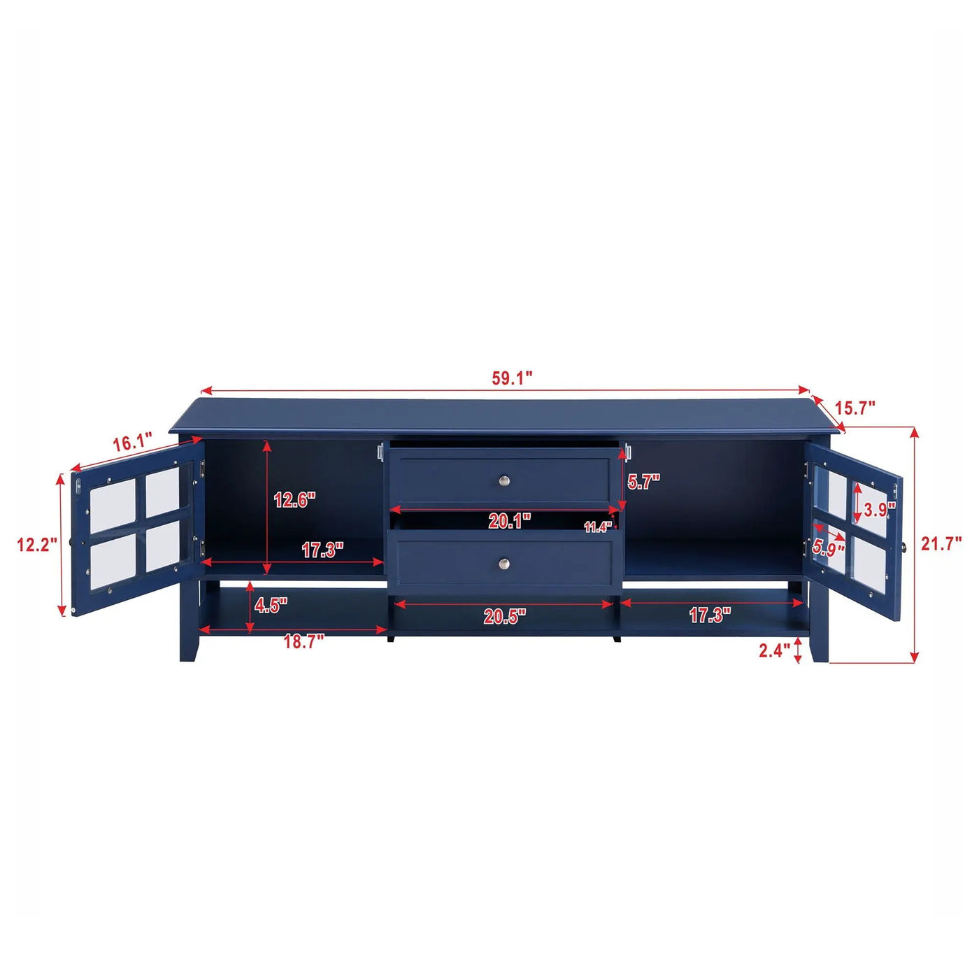 TV Stand, Entertainment Center With Dual Drawers And Hidden Storage, Cabinet With Soft Closing Doors And Sleek Panel Design by HouseOfZazla