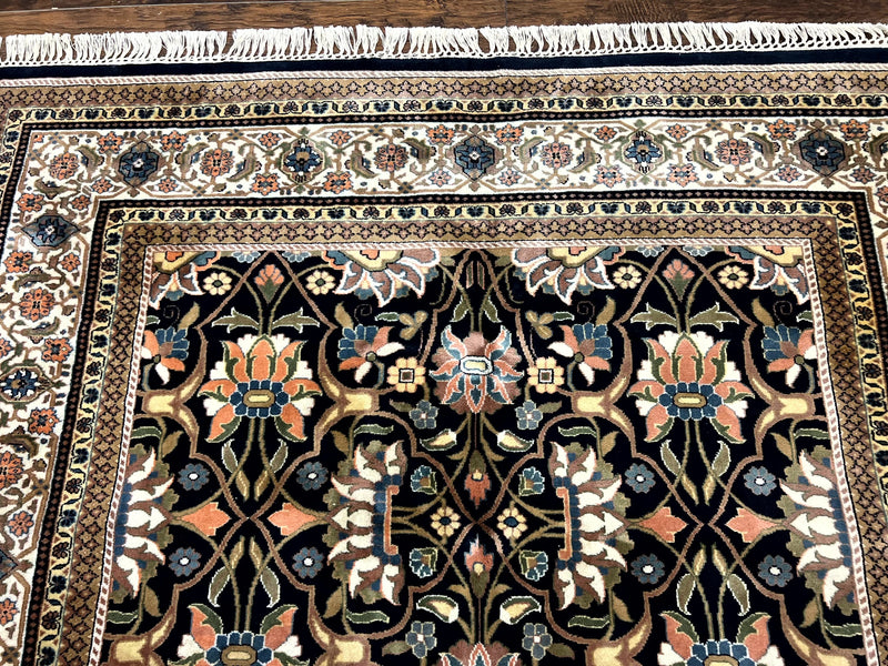 Indo Persian Bidjar Rug 6x10, Vintage Handmade Wool Carpet, Allover Pattern by Jewel Rugs