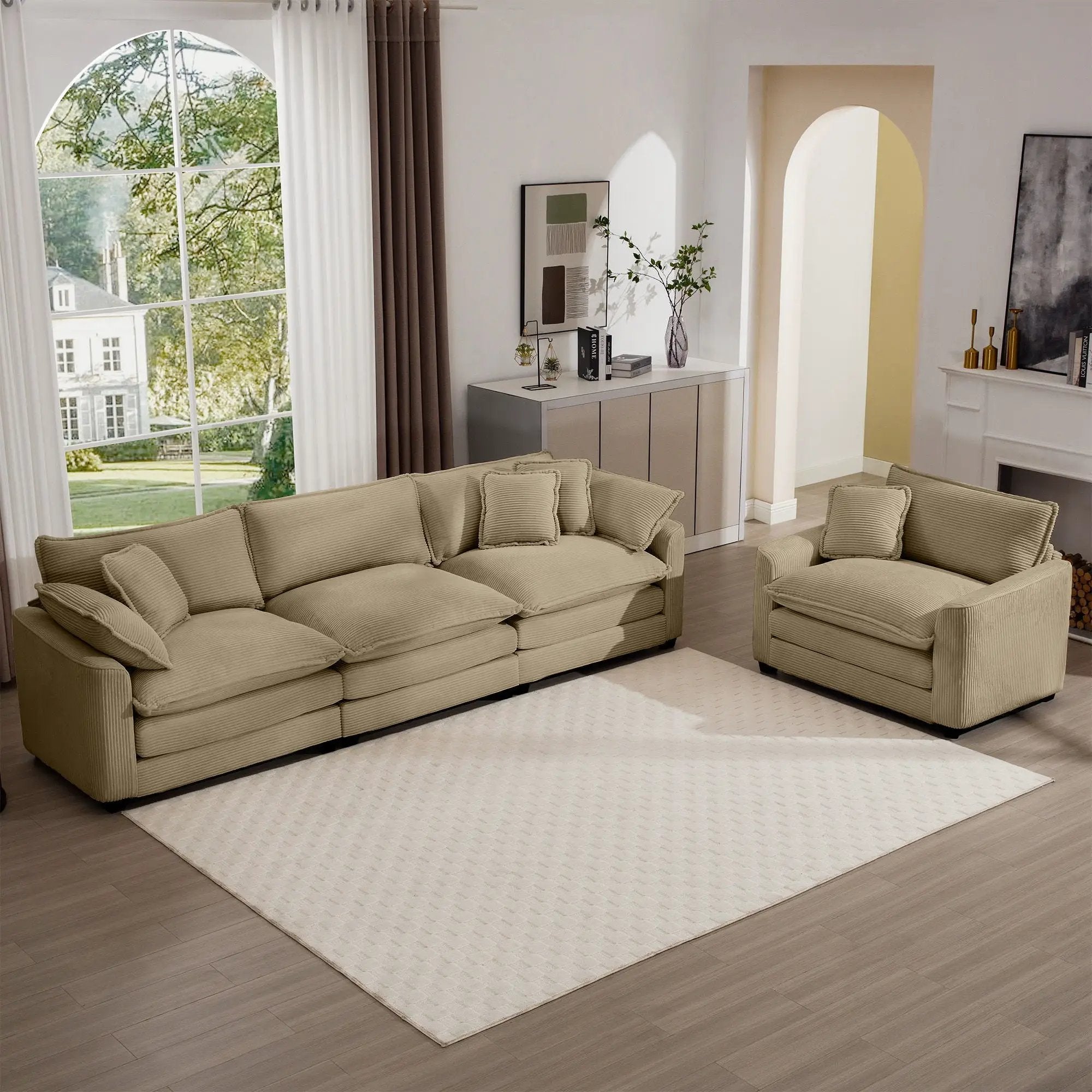 Elegant Oversized Sectional Sofa Set With Deep Seats And Flexible Layout by HouseOfZazla
