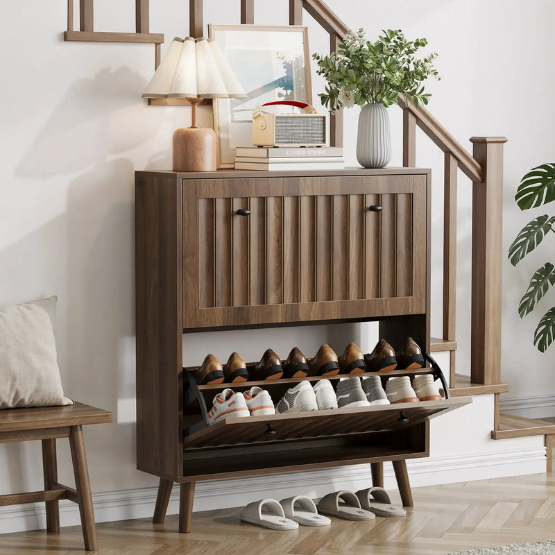 Shoe Cabinet, Storage Unit For Hallways - Walnut by Unique Piece Furniture