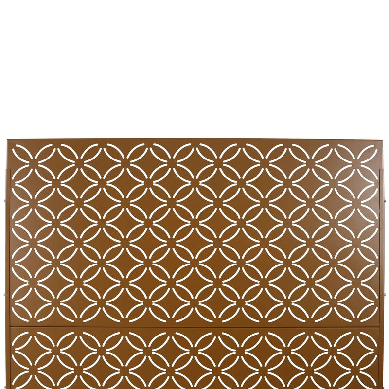 Freestanding Decorative Privacy Screen For Deck Balcony Patio, Metal Privacy - Brown by Unique Piece Furniture
