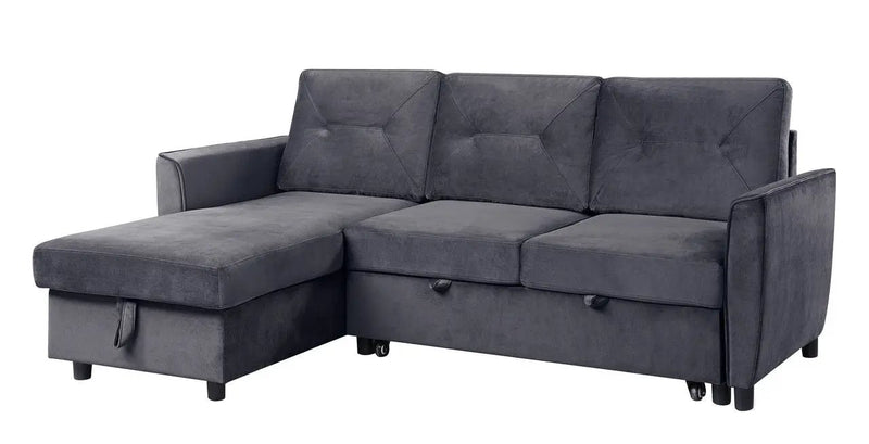 Hudson - Reversible Sleeper Sectional Sofa With Storage Chaise - Dark Gray by HouseOfZazla