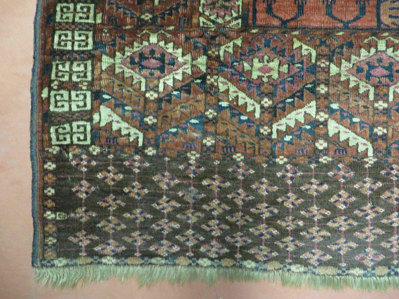Antique Turkoman Ensi Wool Rug 4x5 by Jewel Rugs