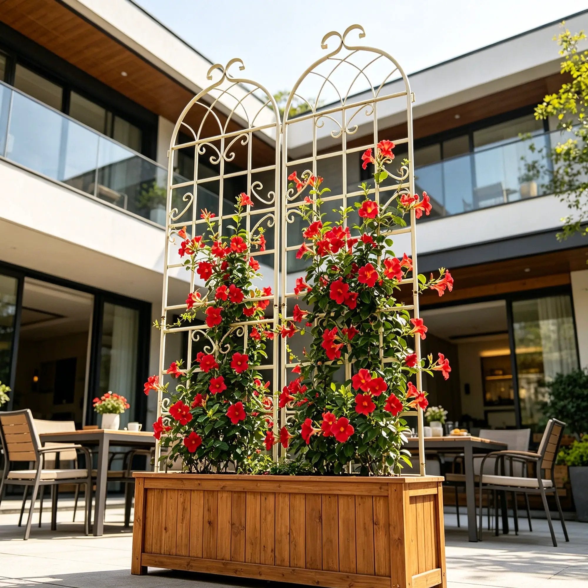 Metal Garden Rustproof Trellis For Climbing Plants Outdoor Flower Support by Unique Piece Furniture