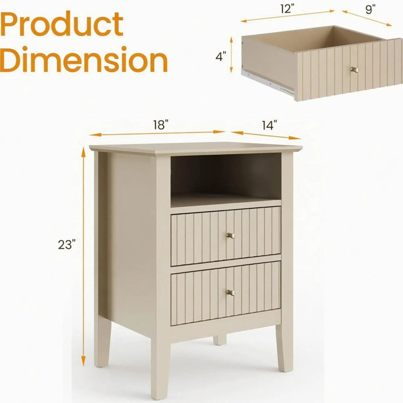 Fluted Nightstand With 2 Drawers by HouseOfZazla
