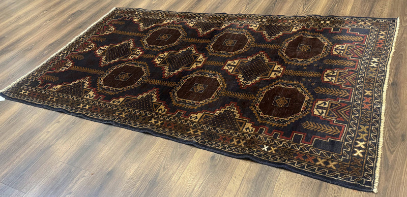 Navy Blue Afghan Balouch Rug 4x6, Handmade, New by Jewel Rugs