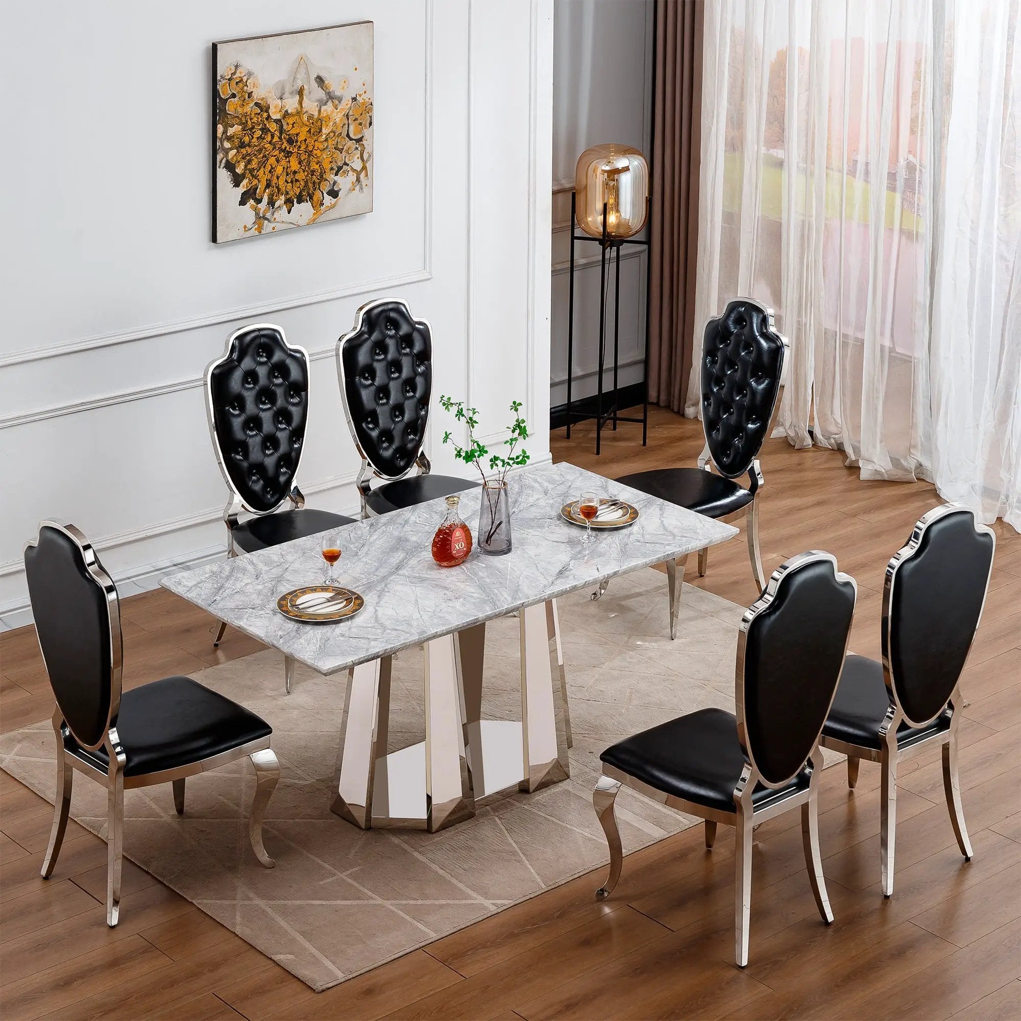 Marble Dining Table for 6 People by HouseOfZazla