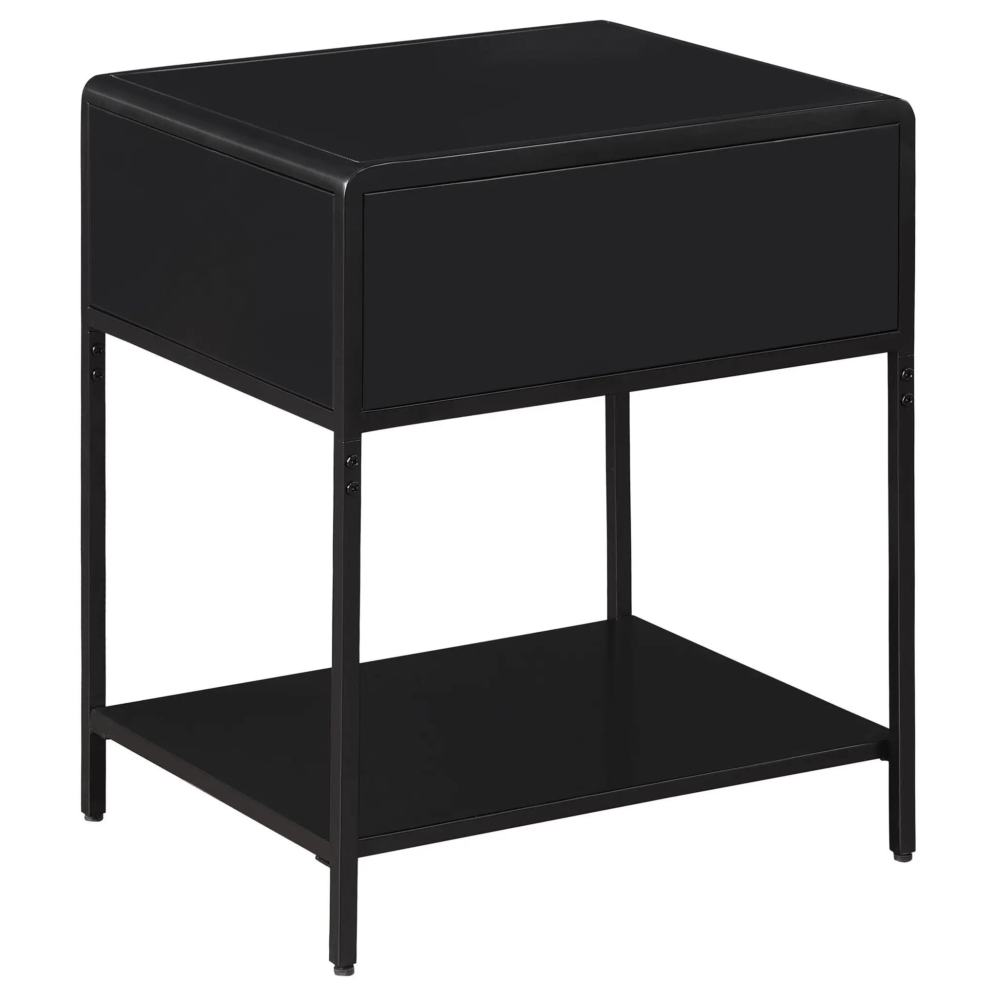 Amherst 1-drawer Radio Weave Cane Metal Bedside Table Black by Unique Piece Furniture