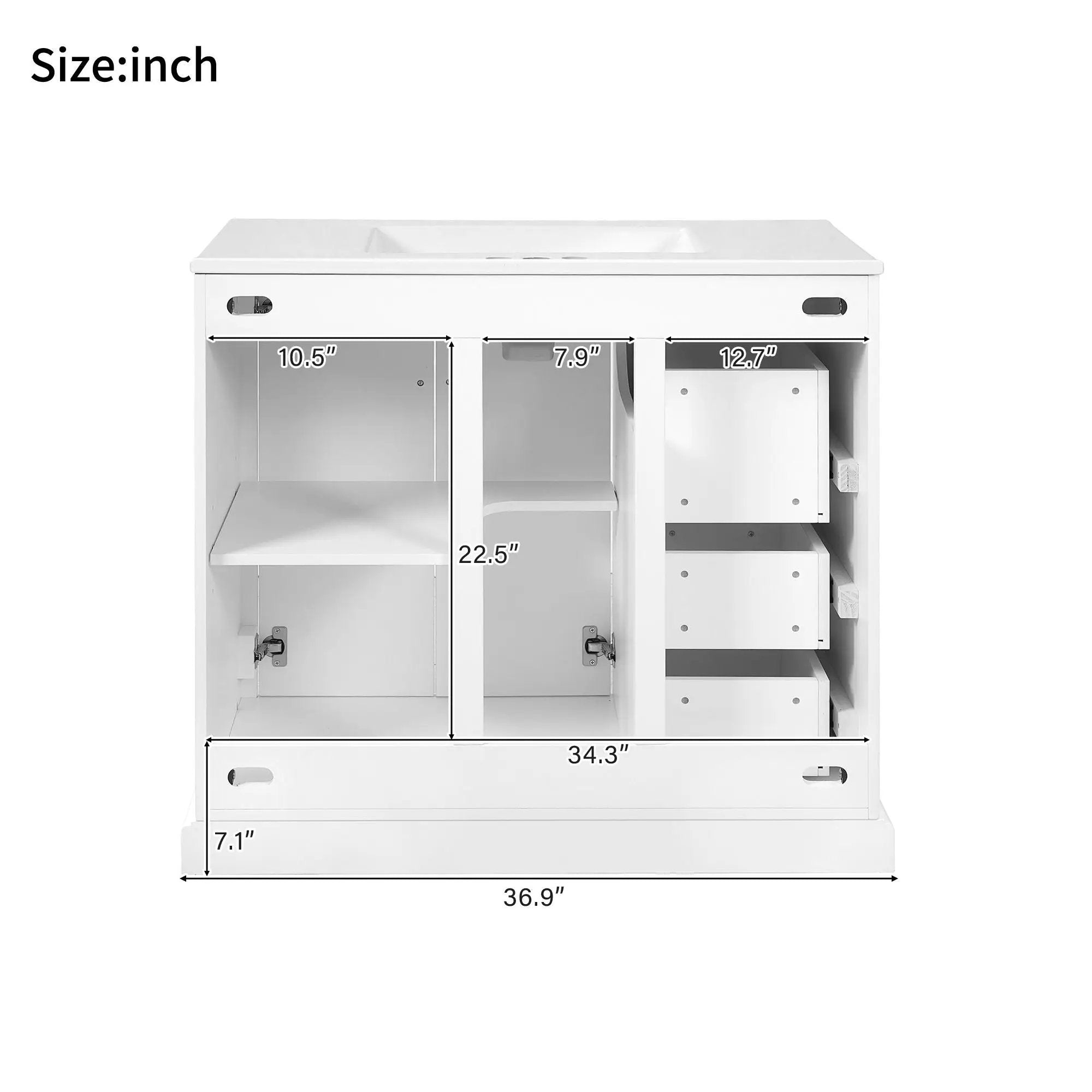 Bathroom Vanity With Sink, Soft Close Doors, Adjustable Shelf & 3 Drawers by HouseOfZazla