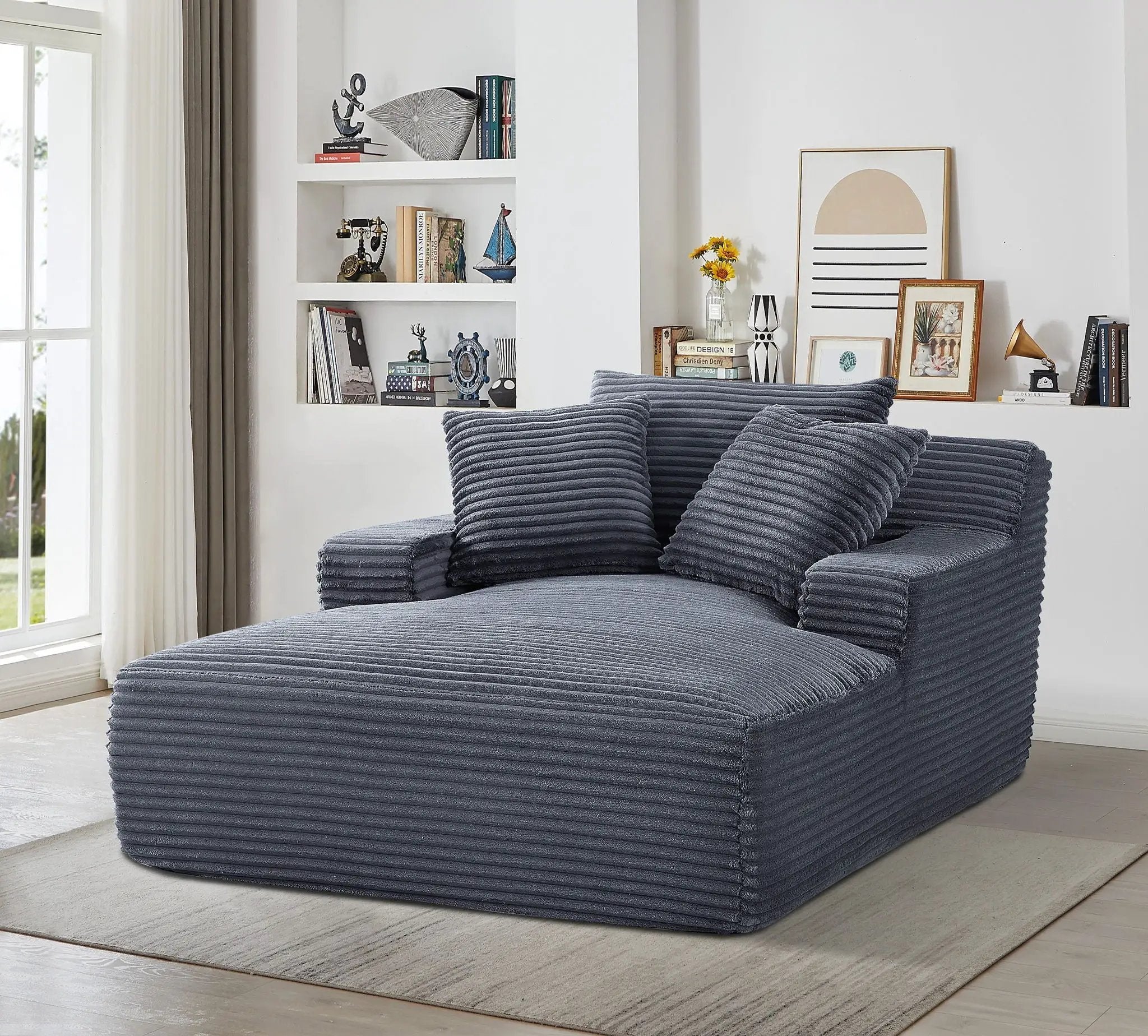 Cloudline - Oversized Chaise Lounge, Modern Comfy Couch With Full Foam Cushioning, Cozy Sleeper Sofabed by HouseOfZazla