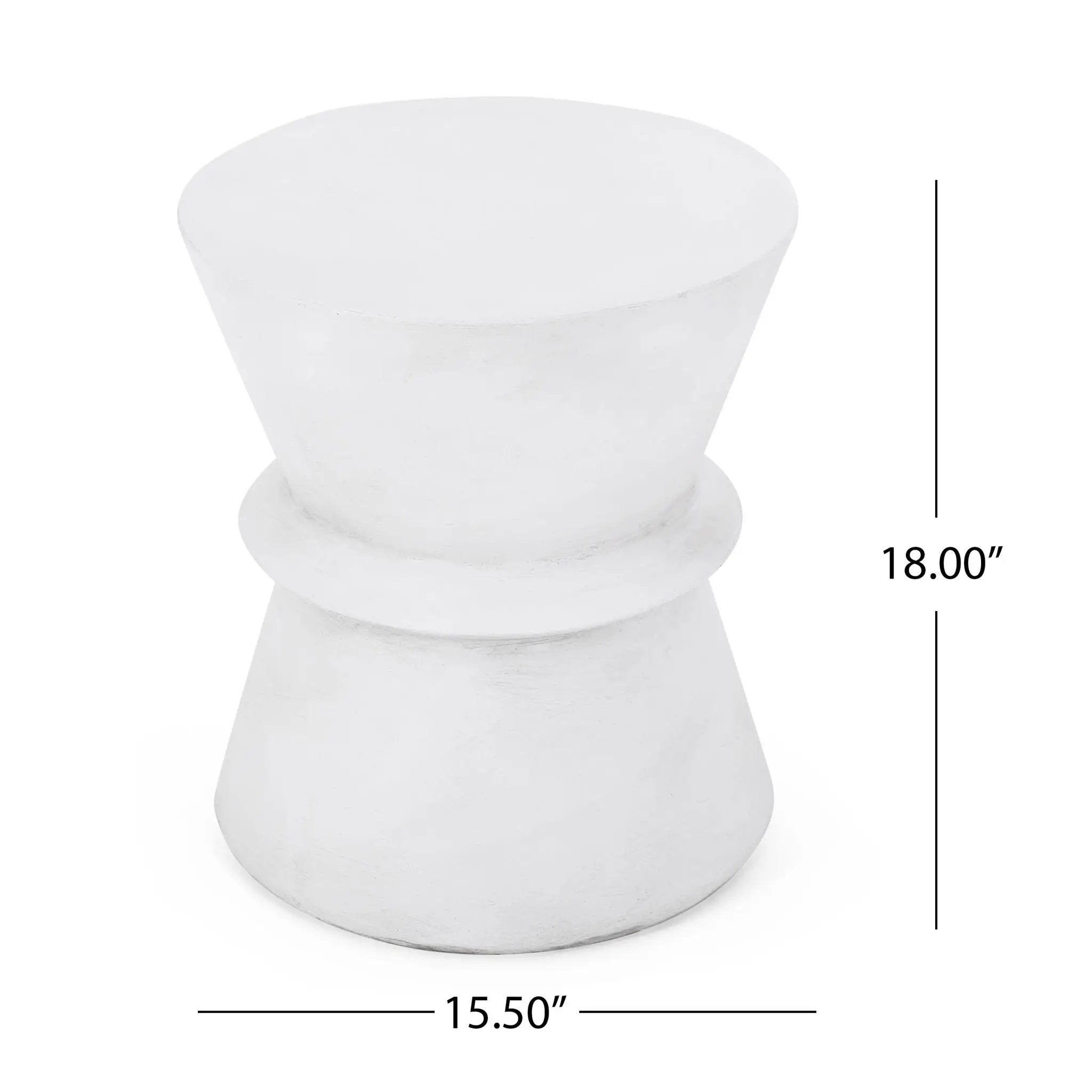 Outdoor Lightweight Concrete End Table With Hourglass Structure - Antique White by HouseOfZazla