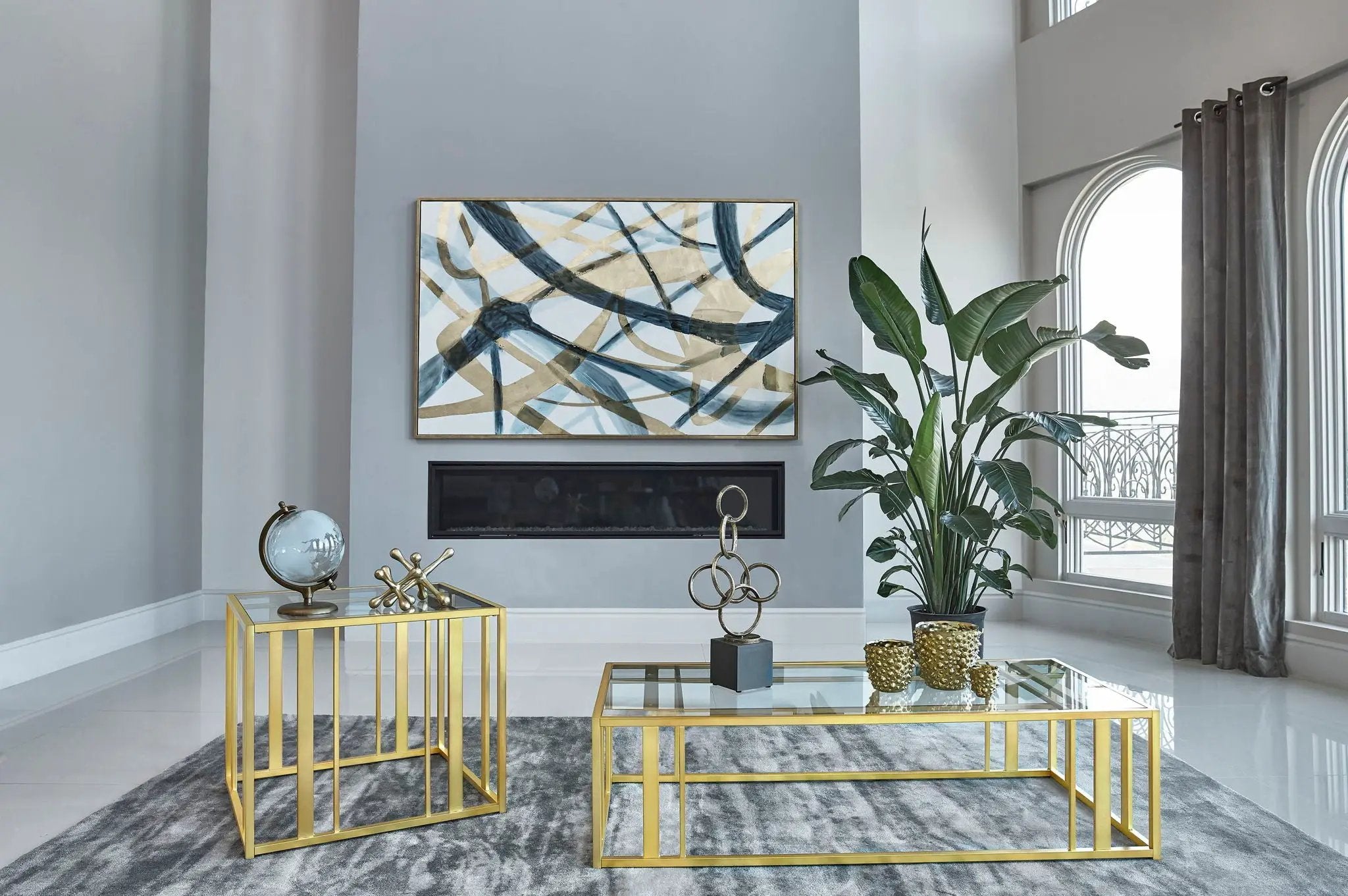 Adri 2-piece Coffee and End Table Set Matte Brass by Unique Piece Furniture