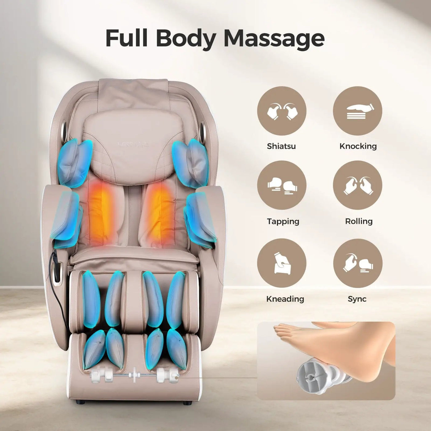 Bosscare - 3D Zero Gravity Massage Chair, Full Body Shiatsu Recliner With App by HouseOfZazla