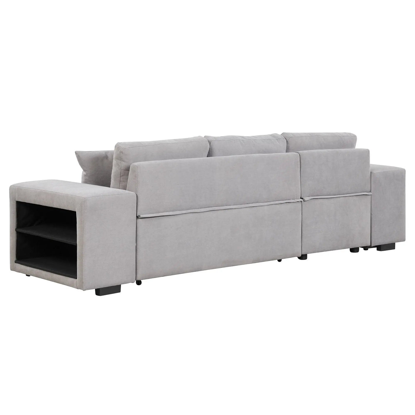 Modern L-Shape 3 Seat Reversible Sectional Couch, Pull Out Sleeper Sofa With Storage Chaise And 2 Stools For Living Room Furniture Set by HouseOfZazla