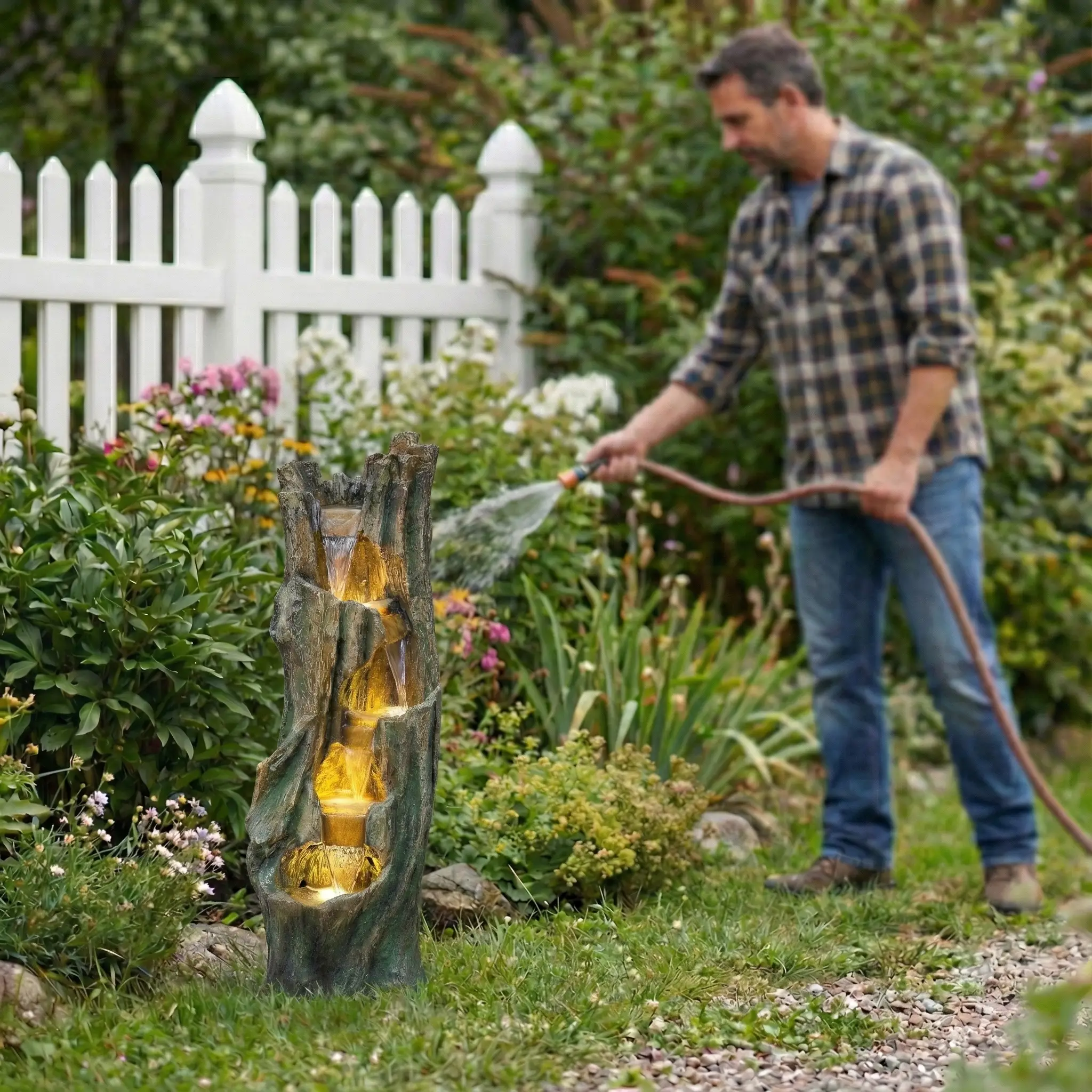 Waterfall Fountain for Outdoor Gardens and Patios by HouseOfZazla
